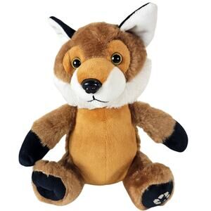 Fox Plush Stuffed Animal Sitting Woodland Forest Critter Soft Toy Brown White 9"